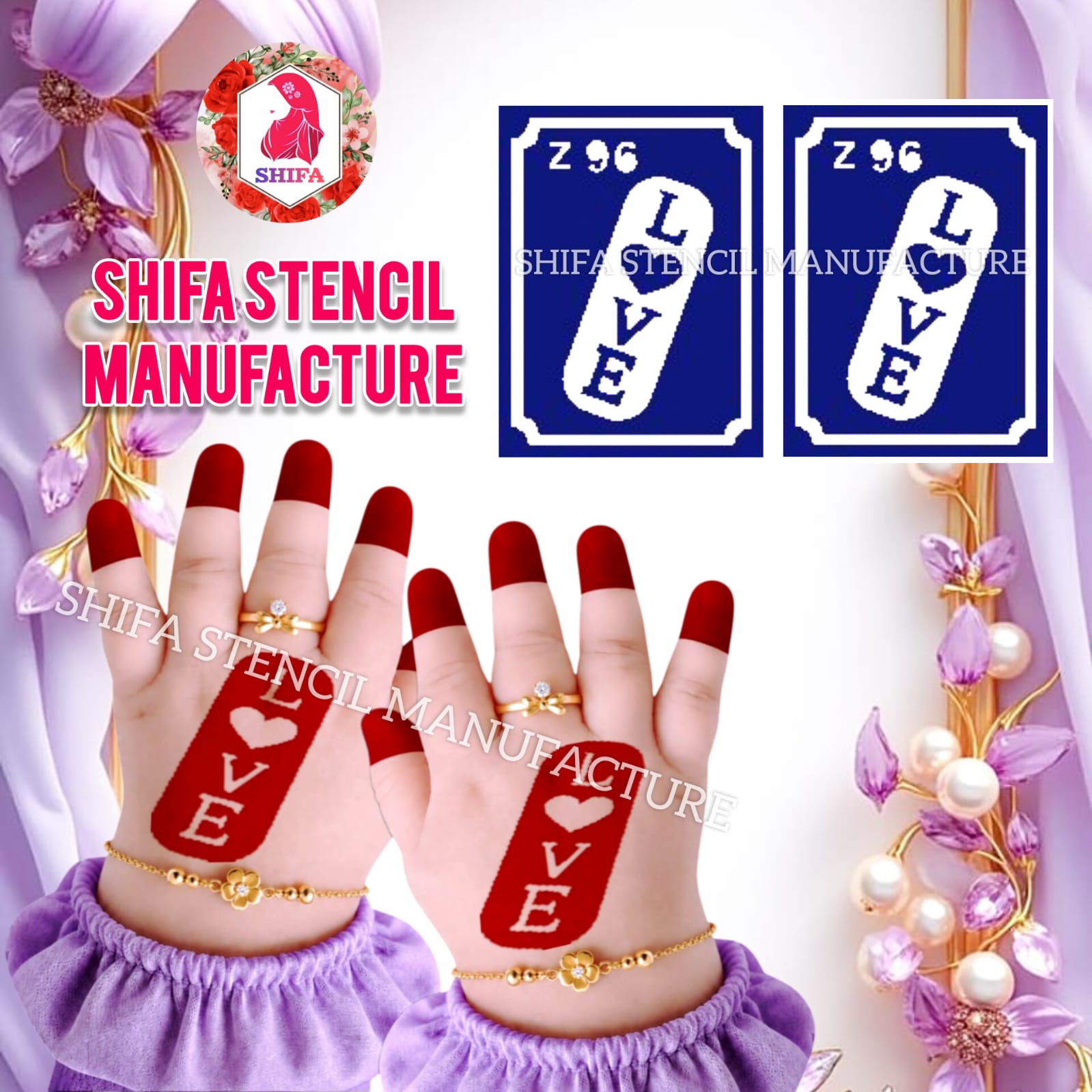 Z 96 Vertical Love - Sticker overview - Shifa Stencil Manufacturer